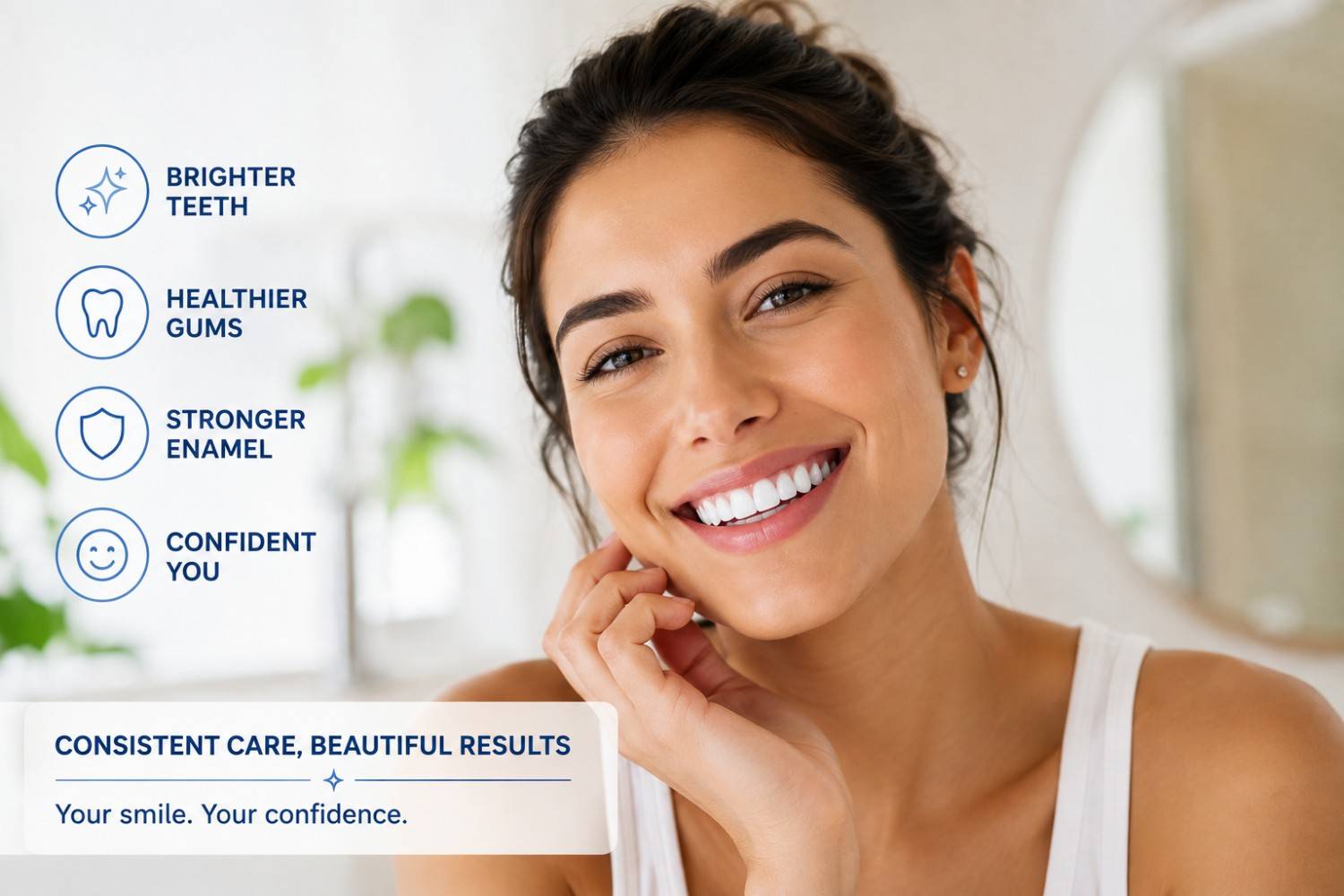 healthy bright white smile after consistent oral care