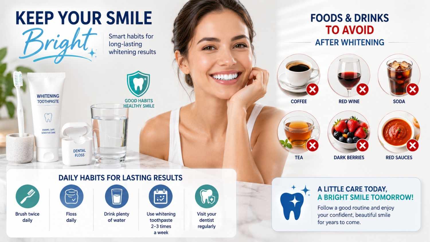 Healthy habits that keep teeth white longer after whitening