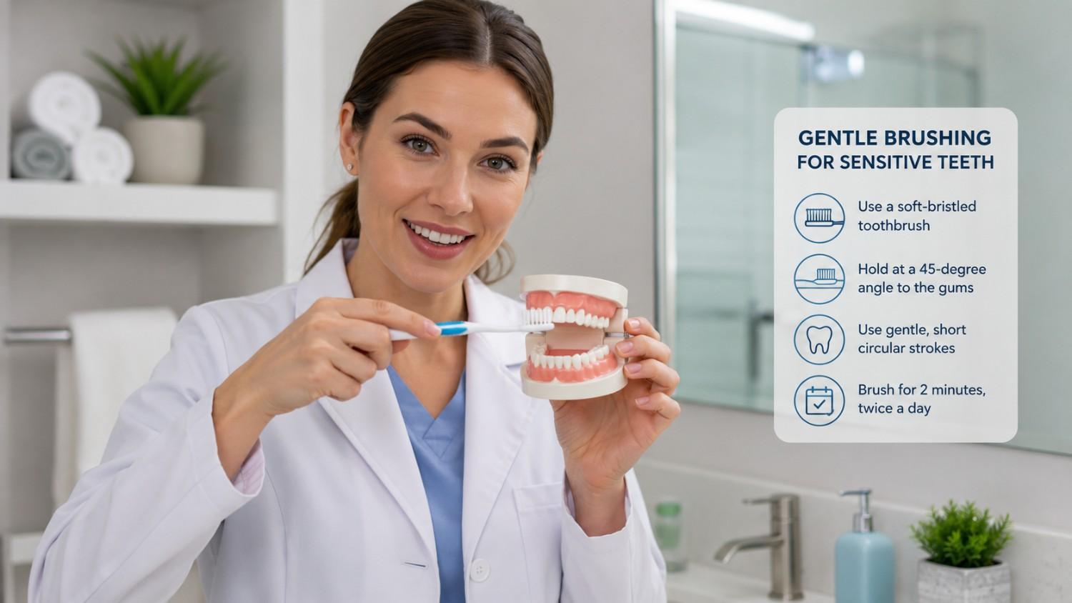 Proper brushing technique for sensitive teeth