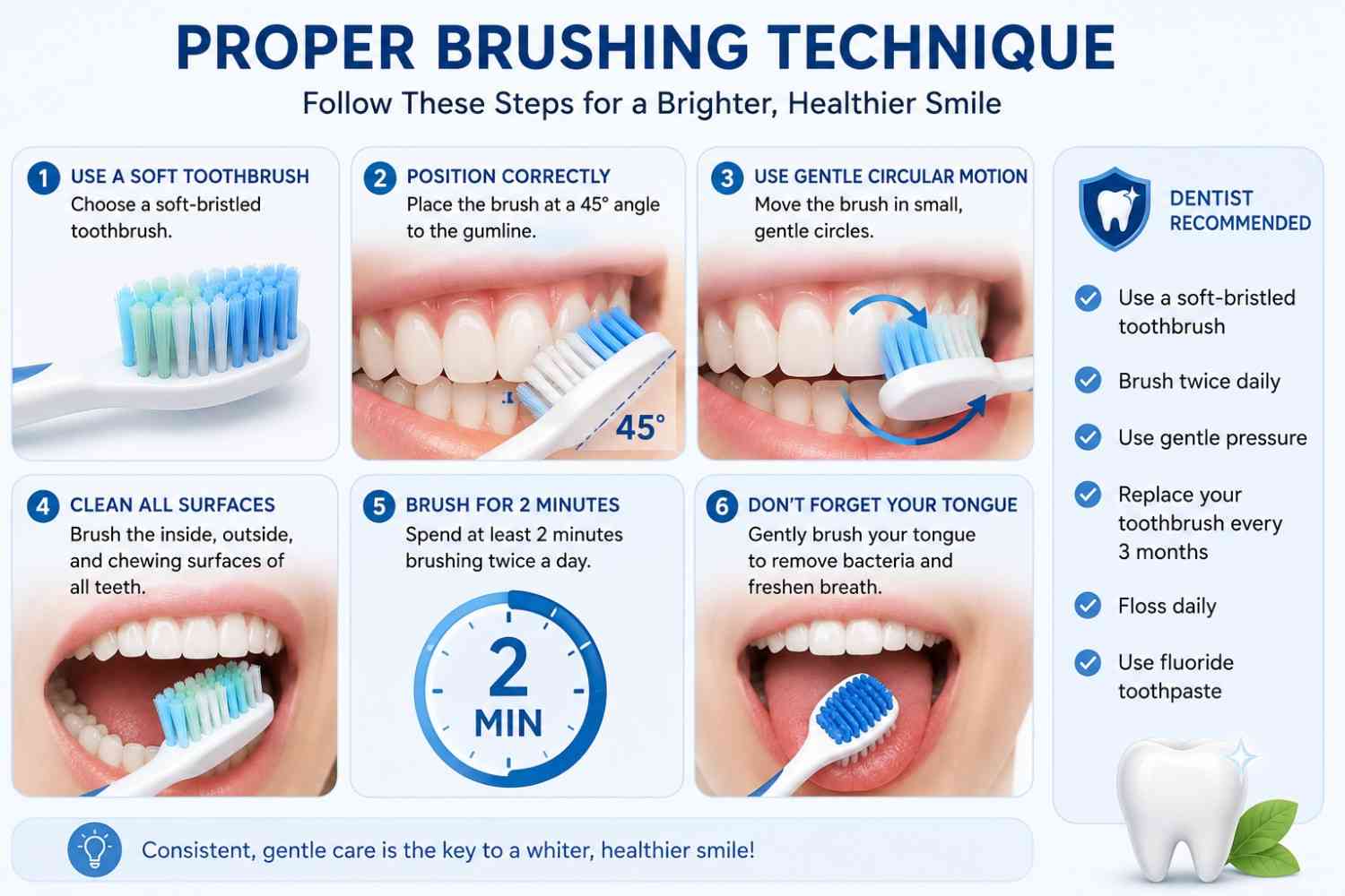 correct brushing technique soft toothbrush circular motion