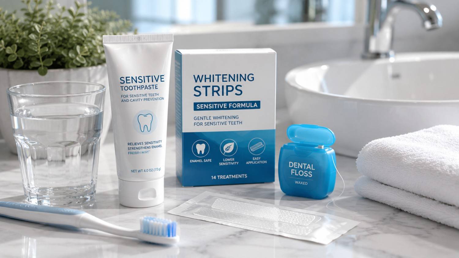 Healthy oral care routine before using whitening strips