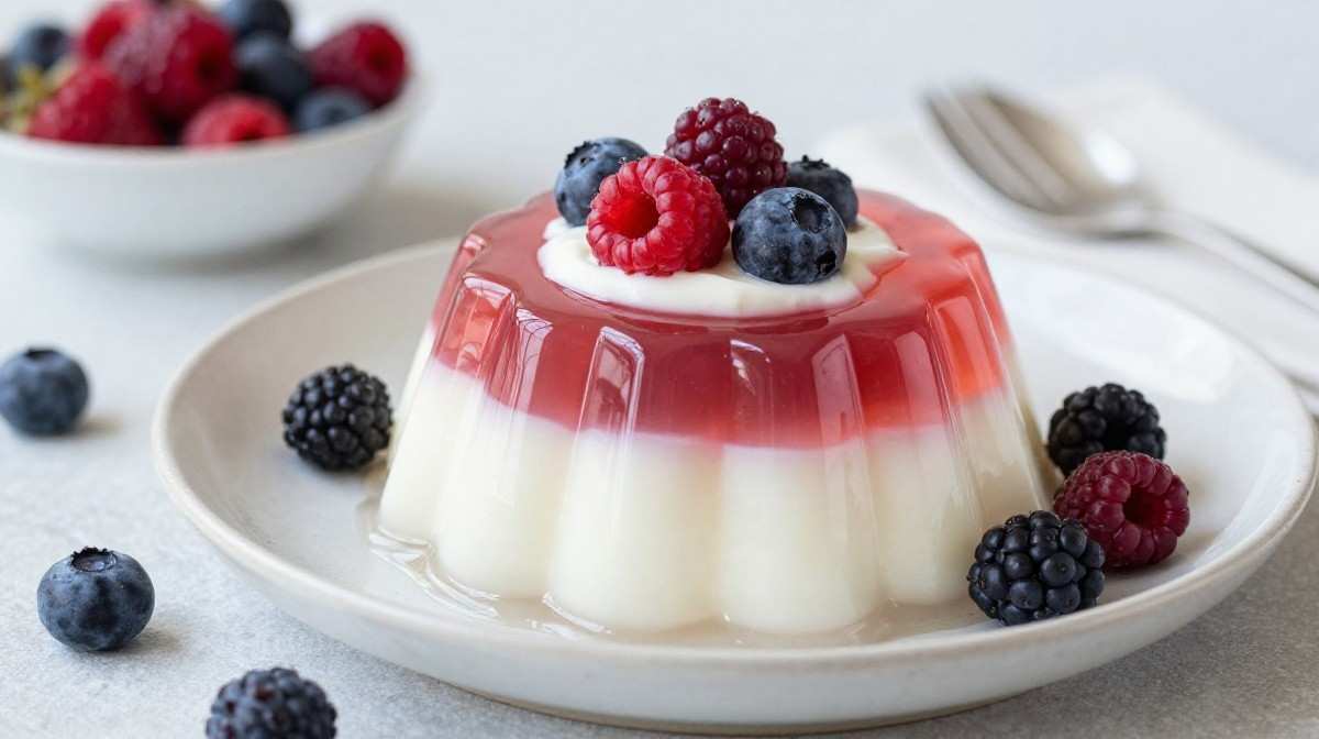 3-ingredient gelatin recipe for weight loss with Greek yogurt and berries