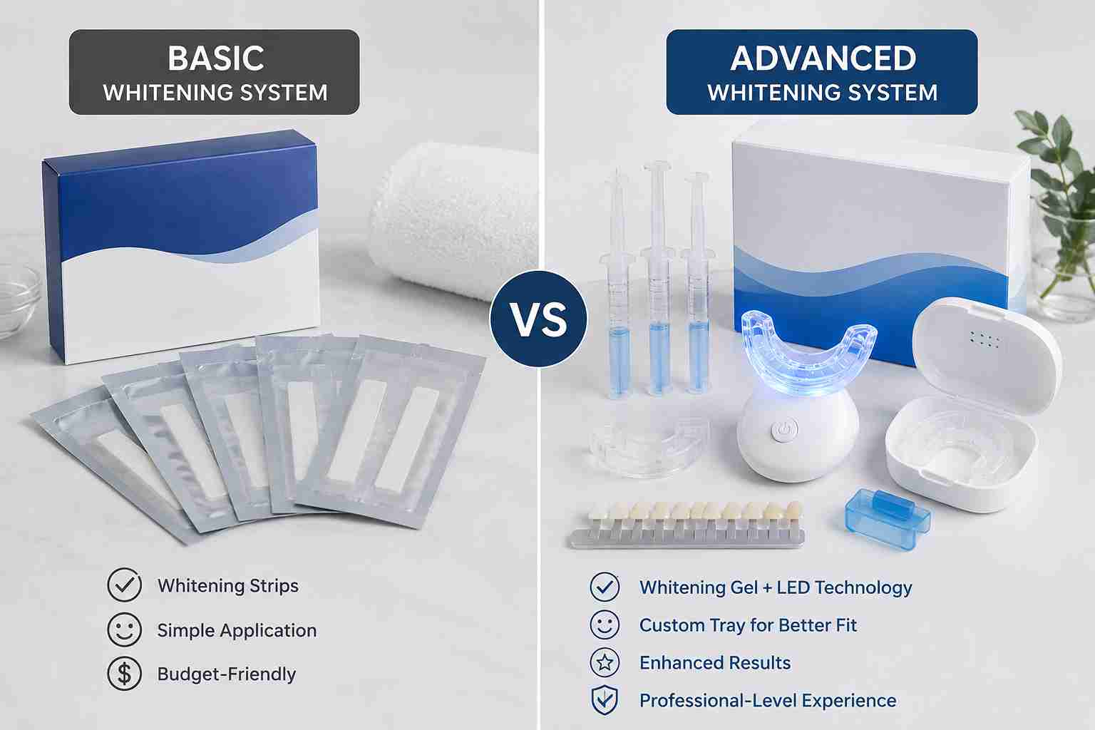 Comparison of smile and basic teeth whitening kit
