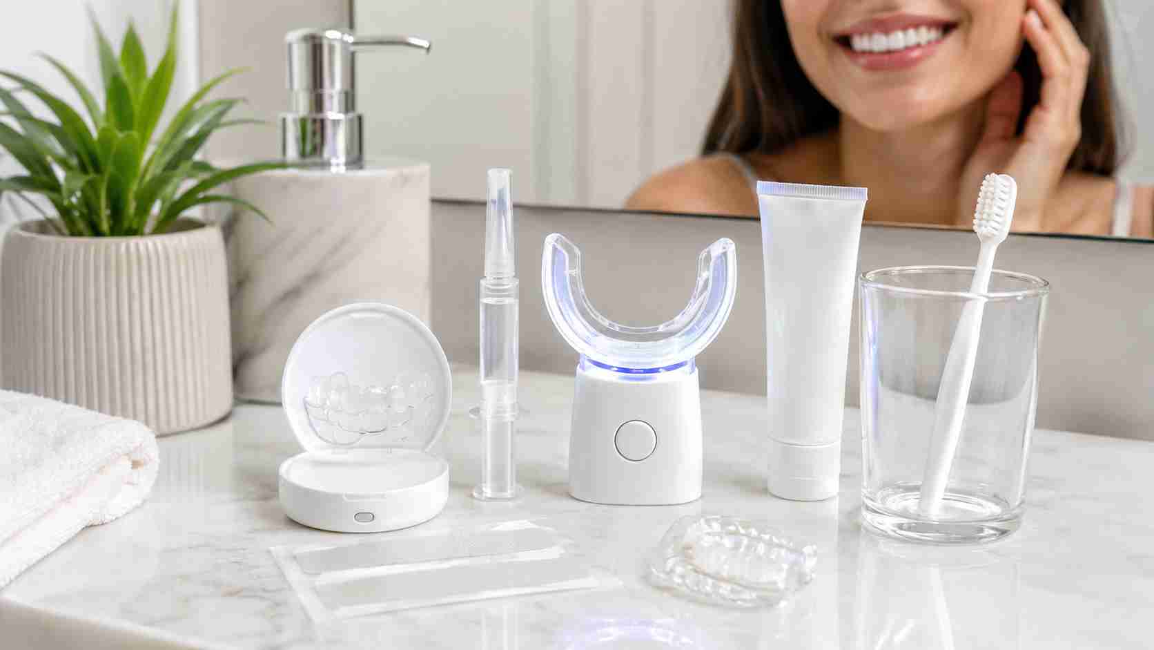 Good home teeth whitening kits including whitening strips, trays and LED kit