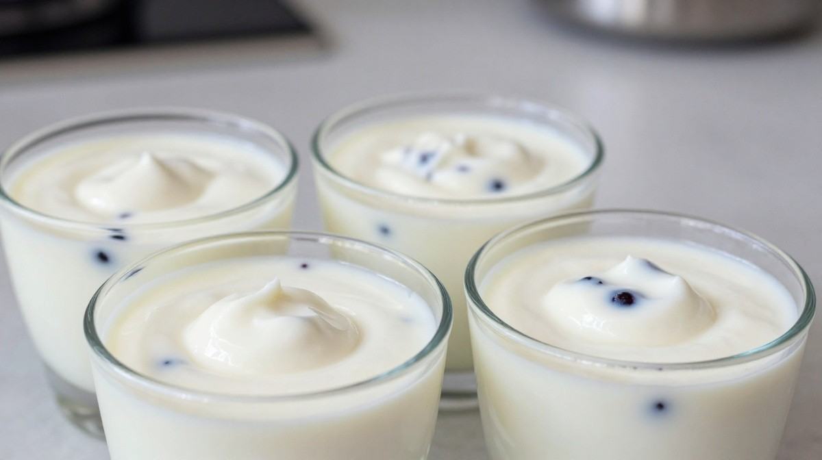 Healthy gelatin dessert made with yogurt and berries