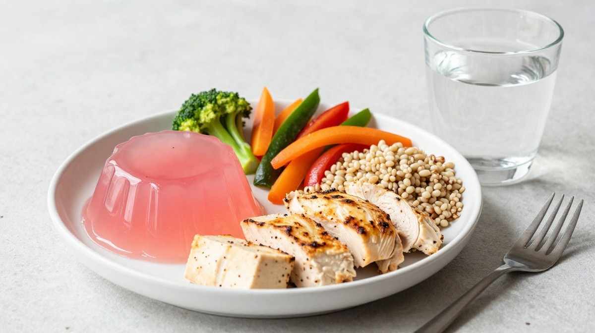 Healthy gelatin snack served as part of a balanced weight loss plan