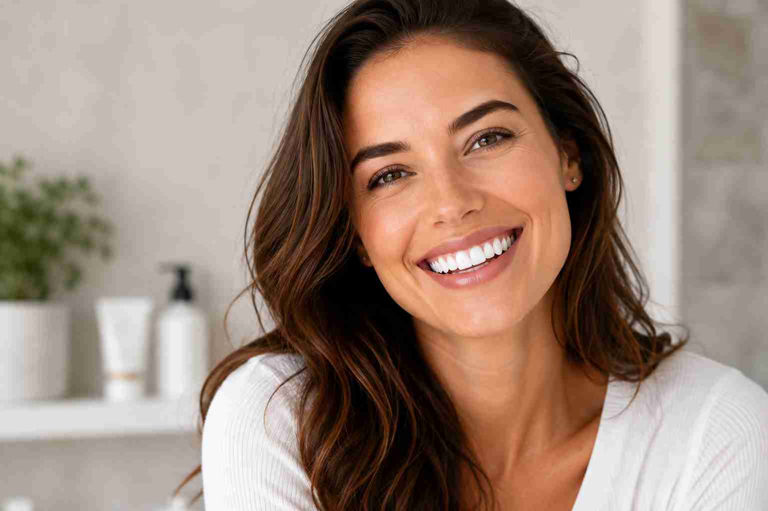 Healthy white smile after using Lumineux teeth whitening strips