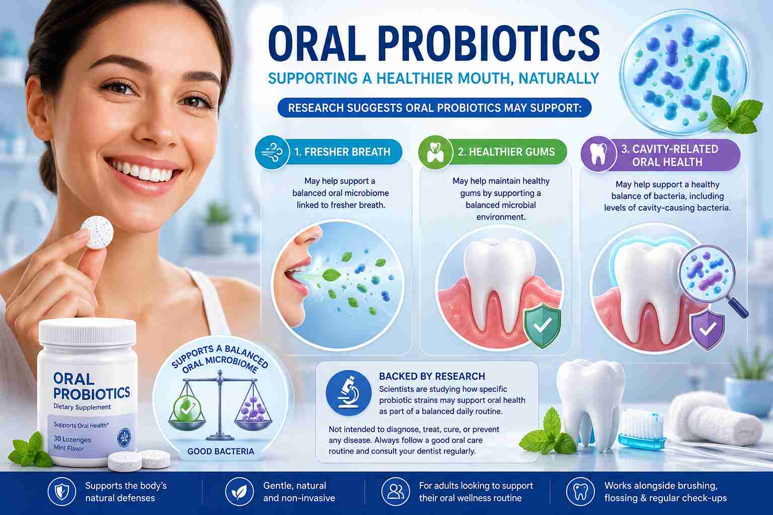 Potential oral probiotic benefits for bad breath gum health and cavities