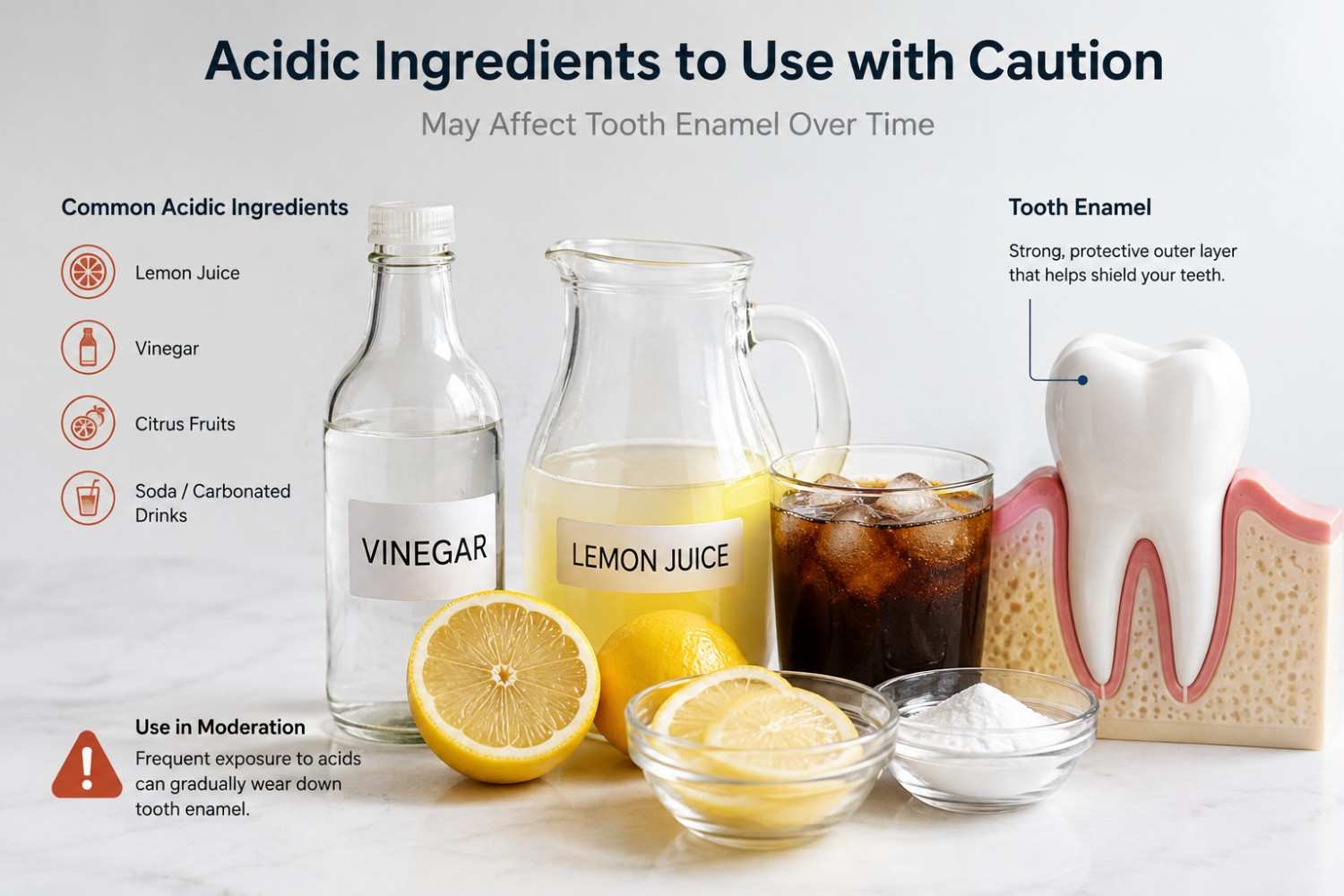 acidic ingredients to avoid for DIY teeth whitening