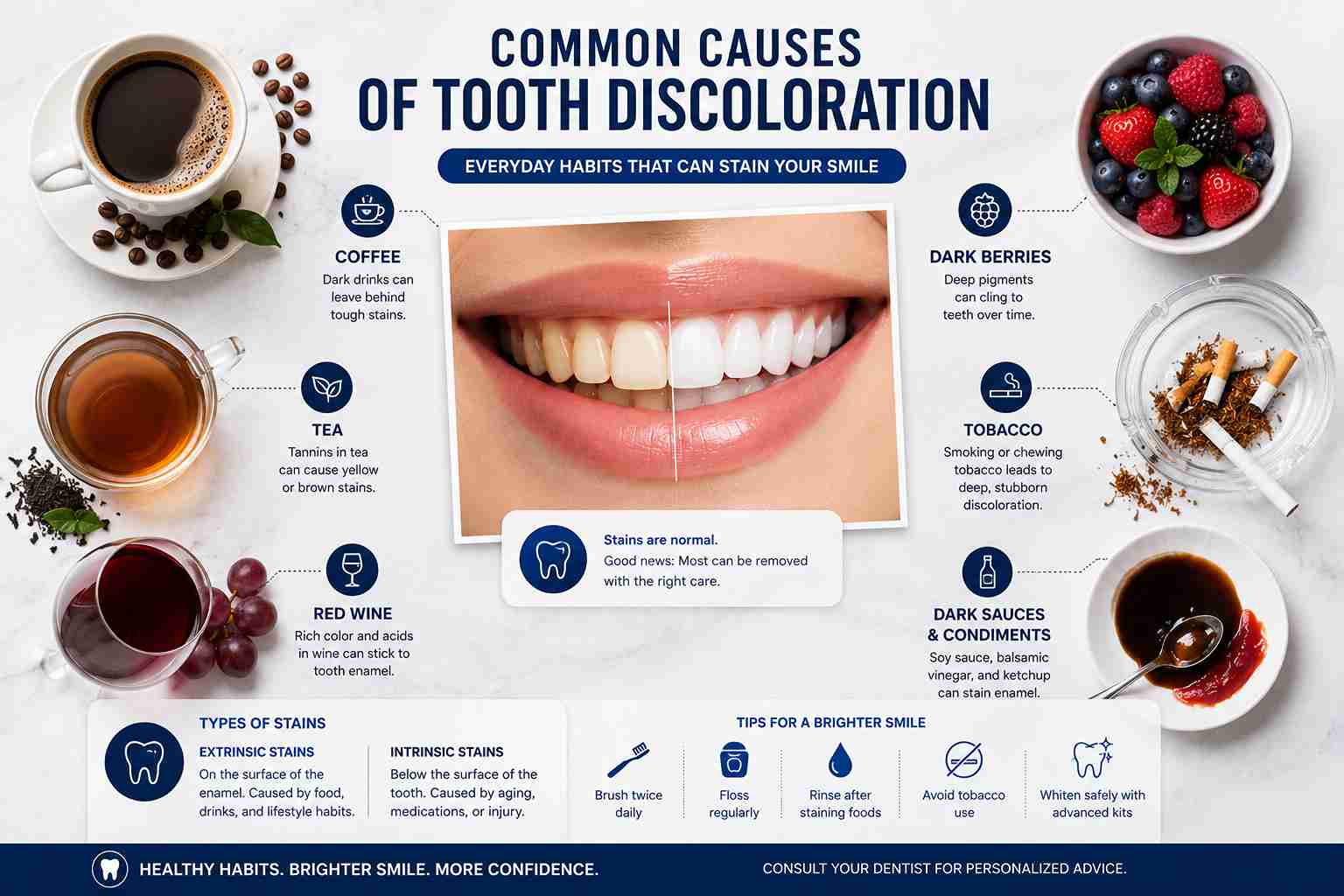 Common foods and drinks that cause tooth discoloration