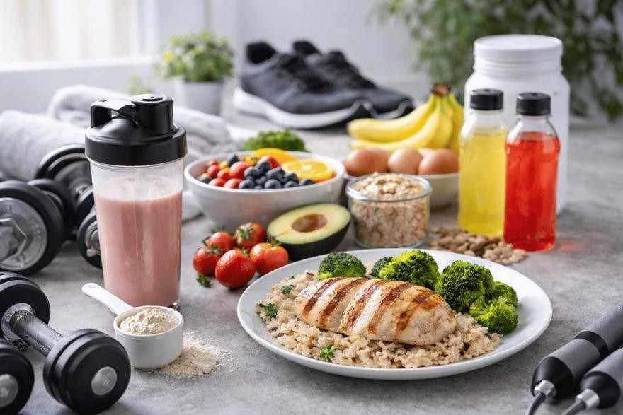 Healthy post-workout meal supporting gym bicycle weight loss.
