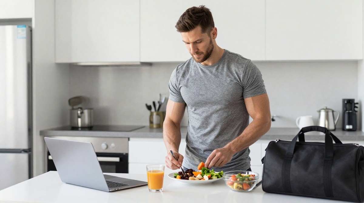 Balanced daily routine with healthy meals fitness and work-life wellness