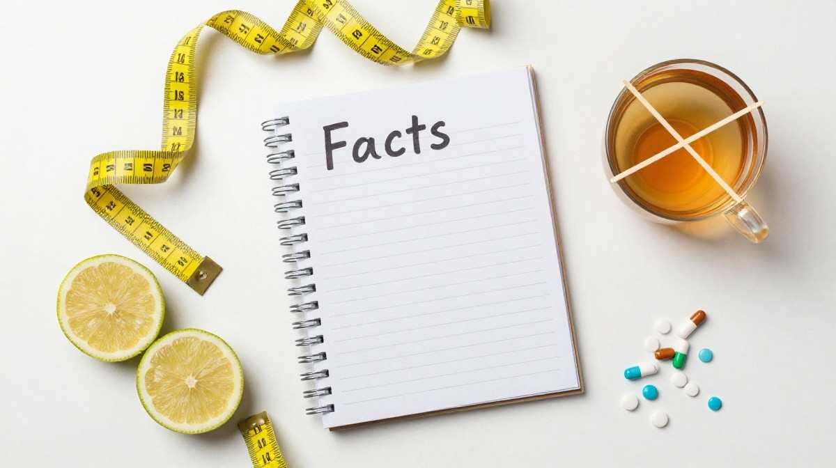 Weight loss myths versus evidence based healthy lifestyle illustration