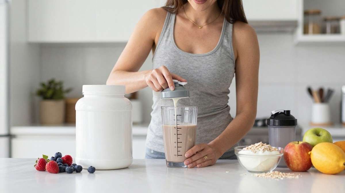 Best protein powder for weight loss female guide with protein shake and healthy foods
