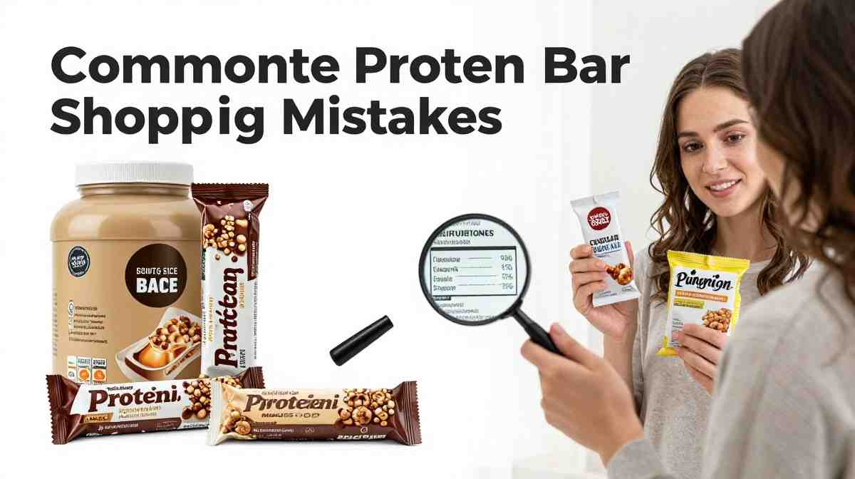 Common mistakes when choosing protein bars including oversized portions and misleading claims