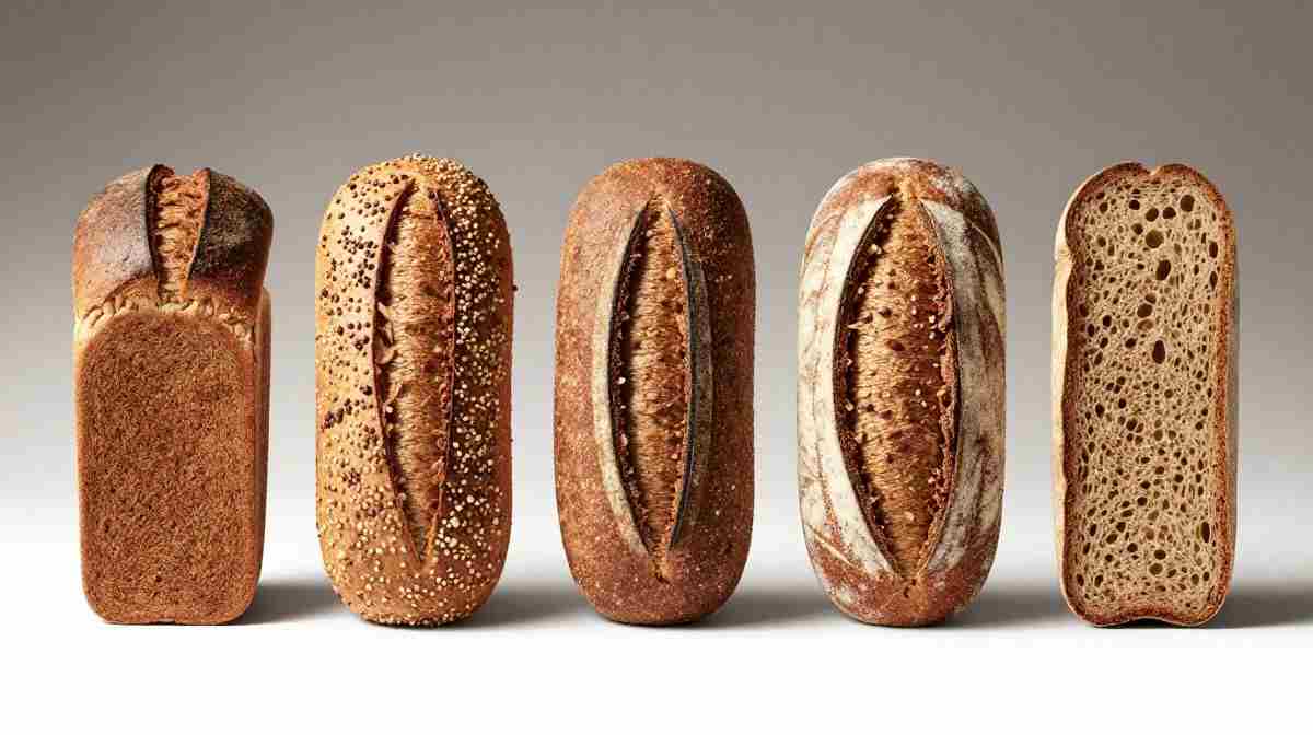 Whole wheat, rye, sourdough, and sprouted grain breads